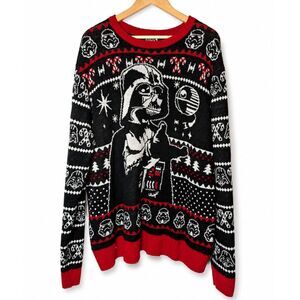 Star Wars Darth Vader Ugly Christmas Sweater 2XL Black Red Holiday Knit